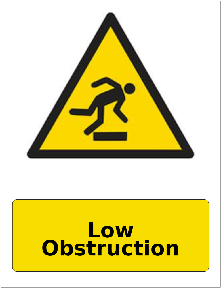 Low Obstruction portrait trip and obstruction warning sticker