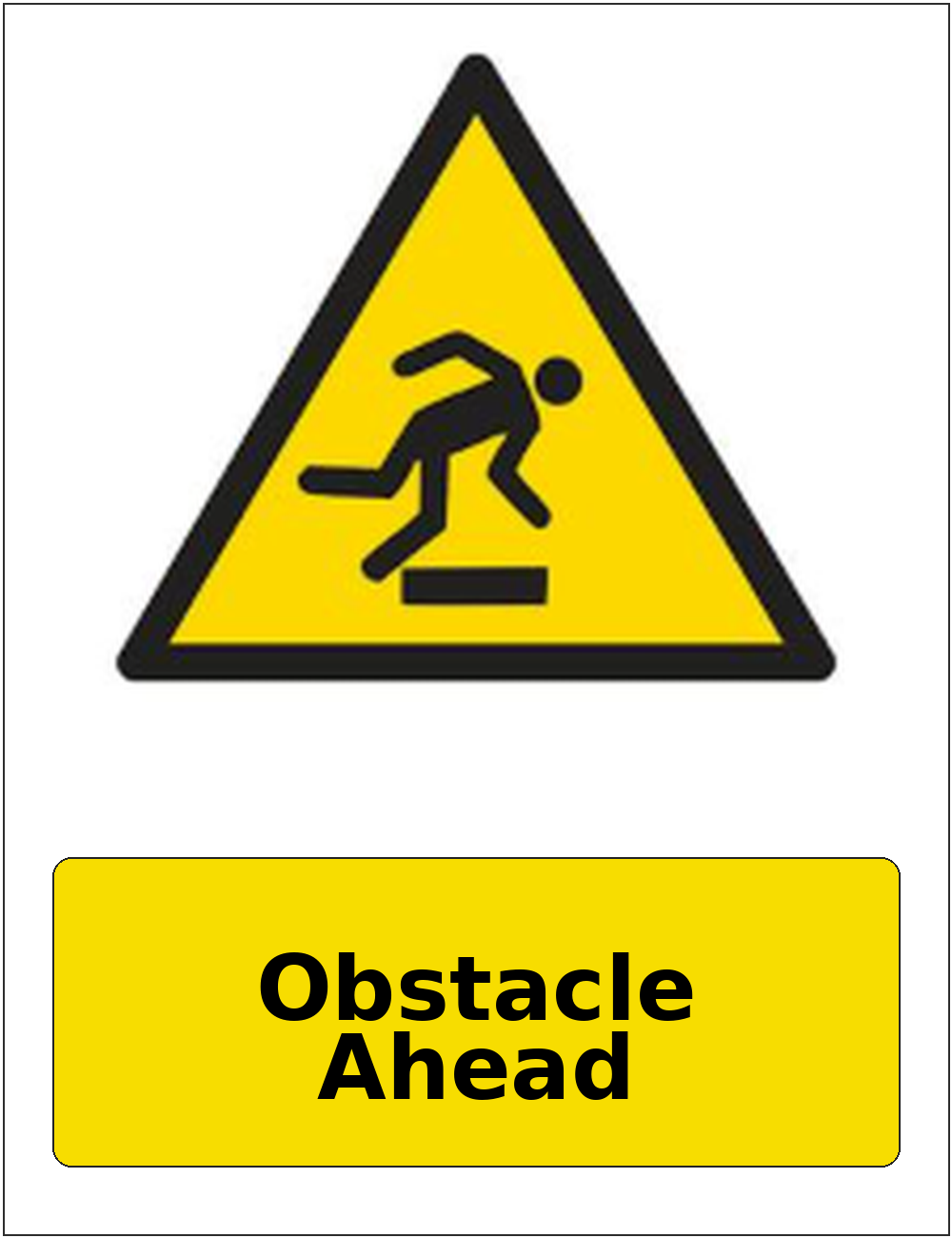 Obstacle Ahead portrait trip and obstruction warning sticker