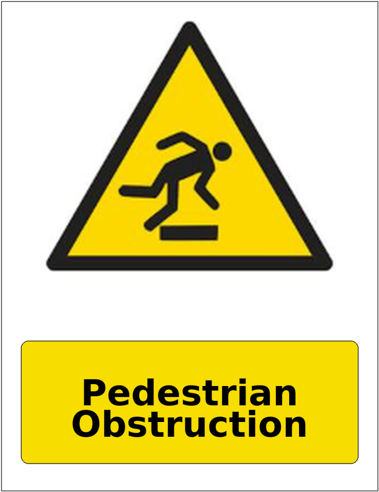 Pedestrian Obstruction portrait trip and obstruction warning sticker
