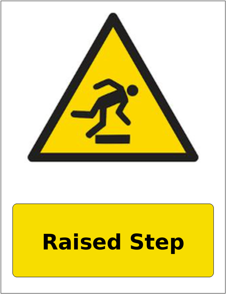 Raised Step portrait trip and obstruction warning sticker