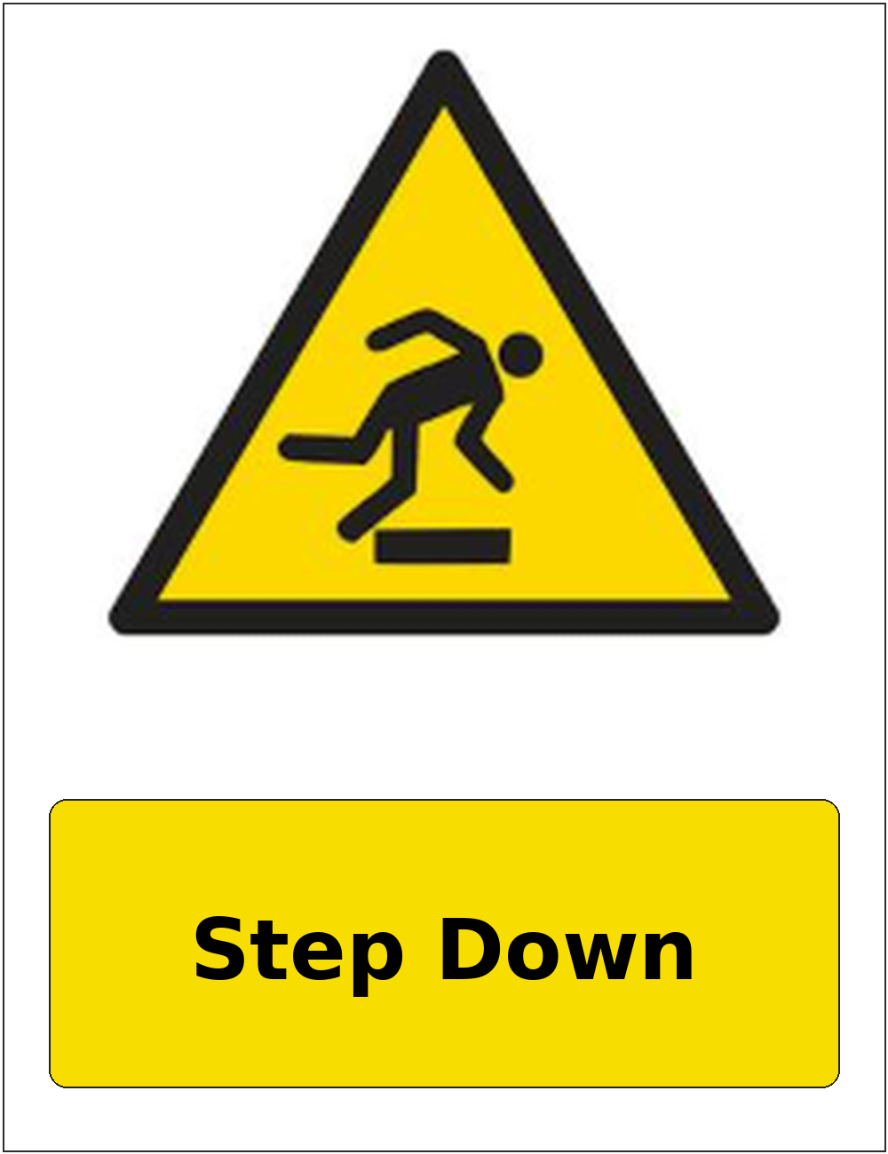 Step Down portrait trip and obstruction warning sticker
