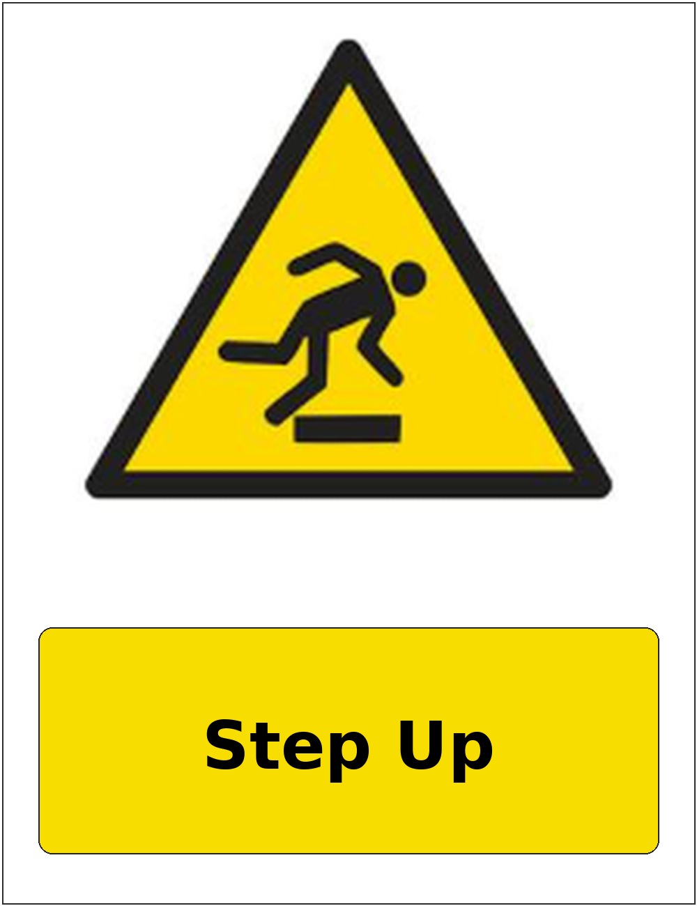 Step Up portrait trip and obstruction warning sticker