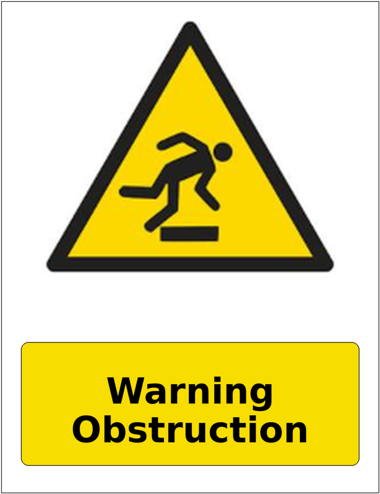 Warning Obstruction portrait trip and obstruction warning sticker