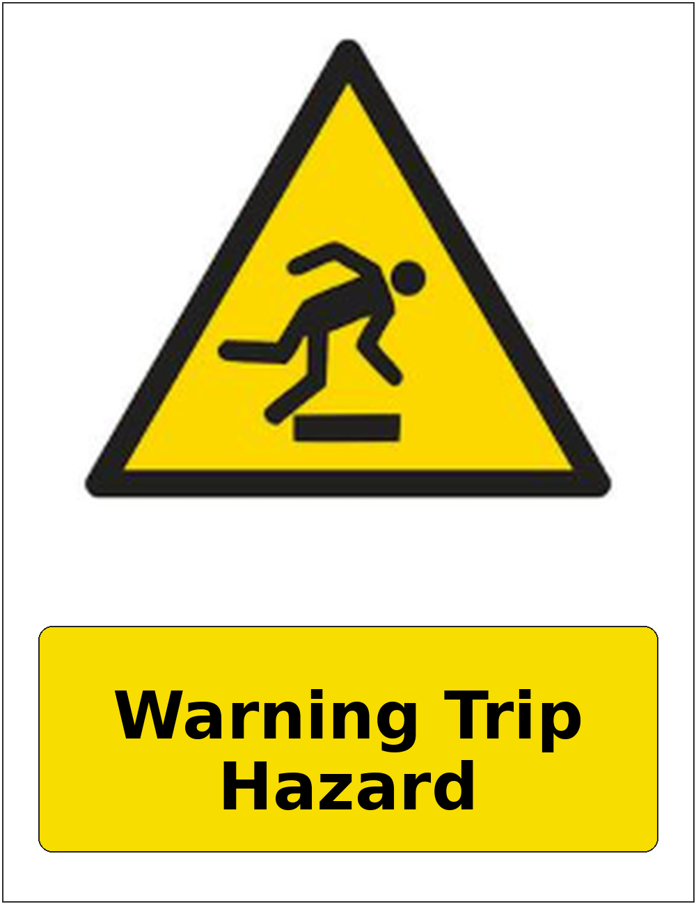 Warning Trip Hazard portrait trip and obstruction warning sticker
