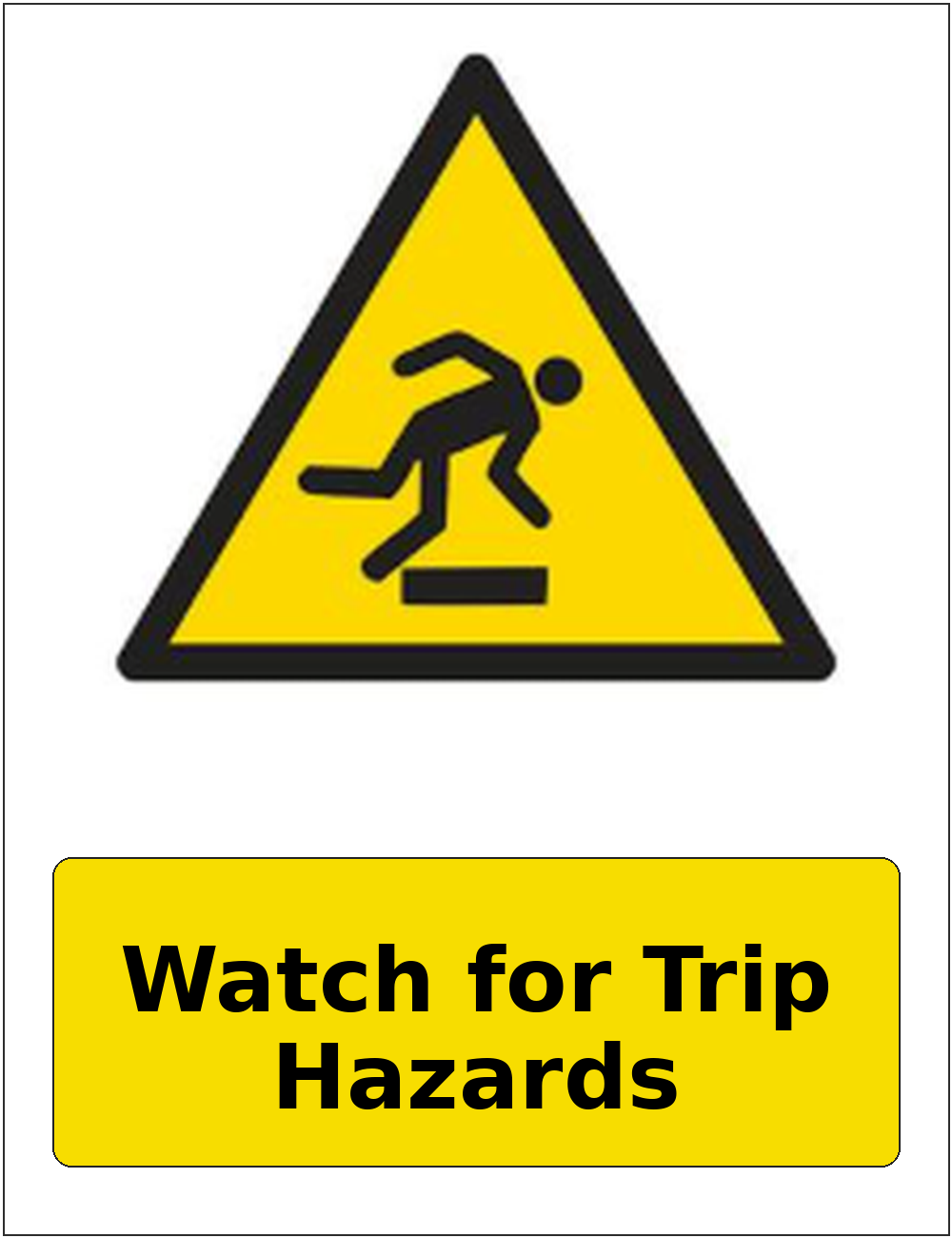 Watch for Trip Hazards portrait trip and obstruction warning sticker