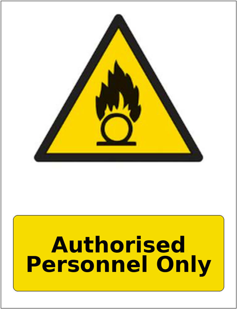 Authorised Personnel Only portrait oxidising warning sticker