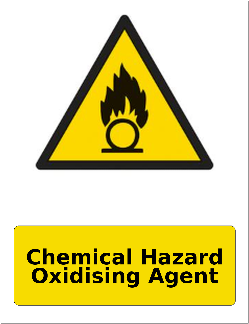 Chemical Hazard Oxidising Agent portrait oxidising warning sticker
