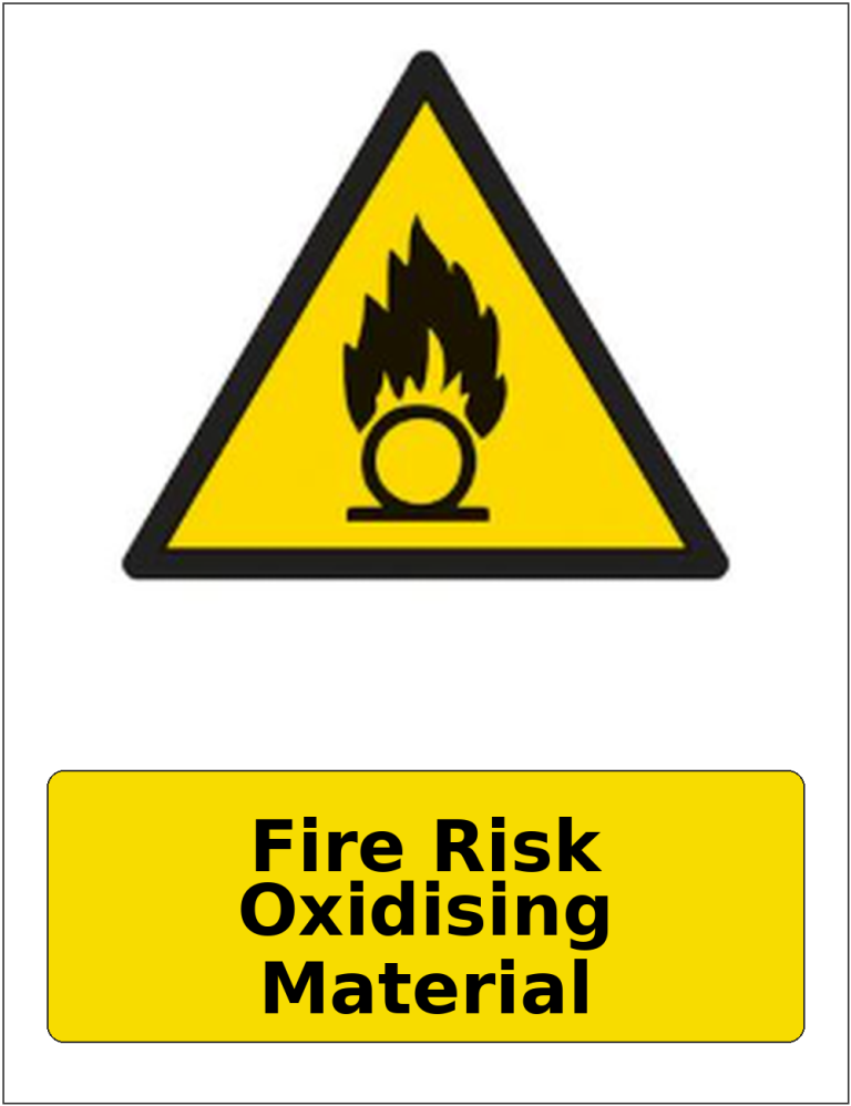 Fire Risk Oxidising Material portrait oxidising warning sticker