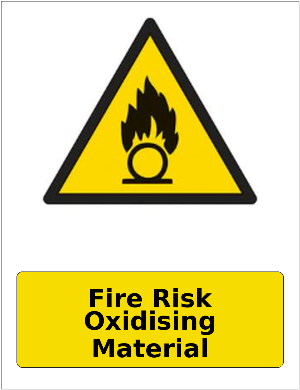 Fire Risk Oxidising Material portrait oxidising warning sticker