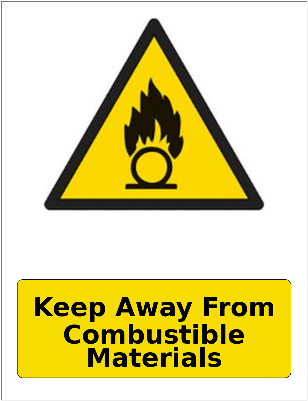 Keep Away From Combustible Materials portrait oxidising warning sticker