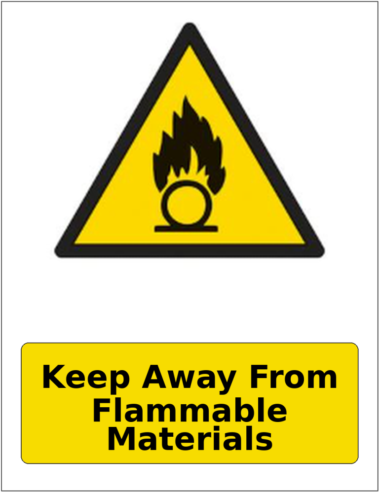 Keep Away From Flammable Materials portrait oxidising warning sticker