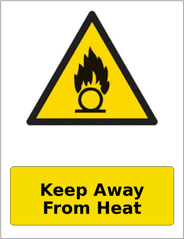 Keep Away From Heat portrait oxidising warning sticker