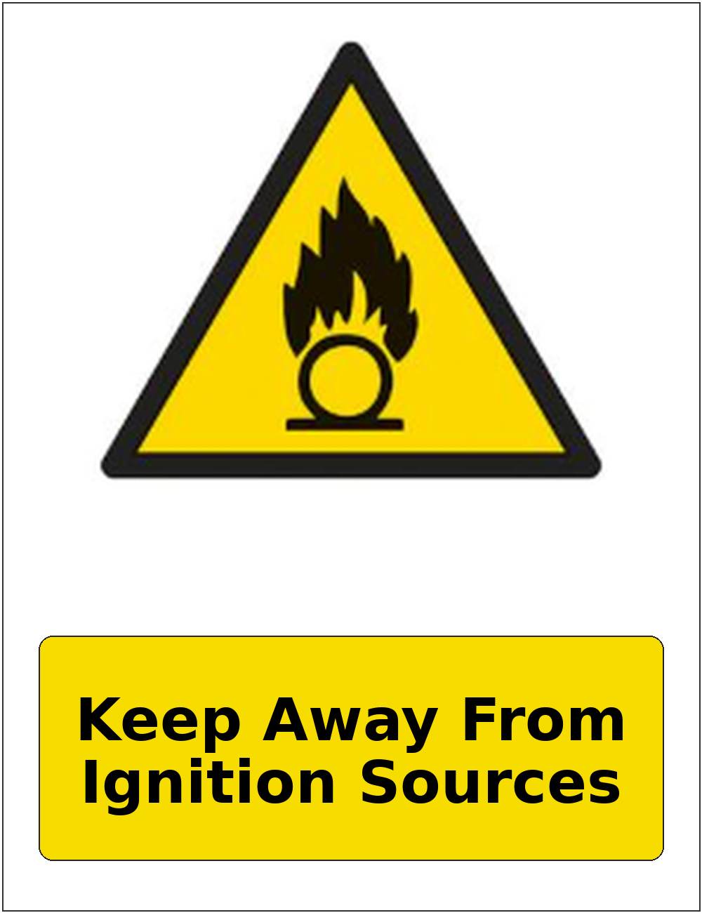 Keep Away From Ignition Sources portrait oxidising warning sticker