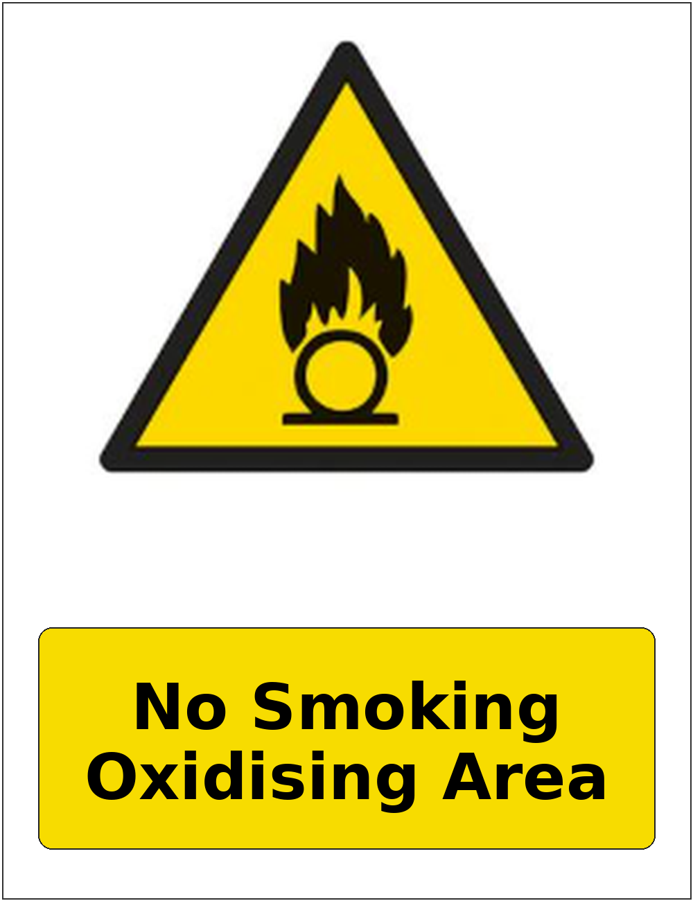 No Smoking Oxidising Area portrait oxidising warning sticker