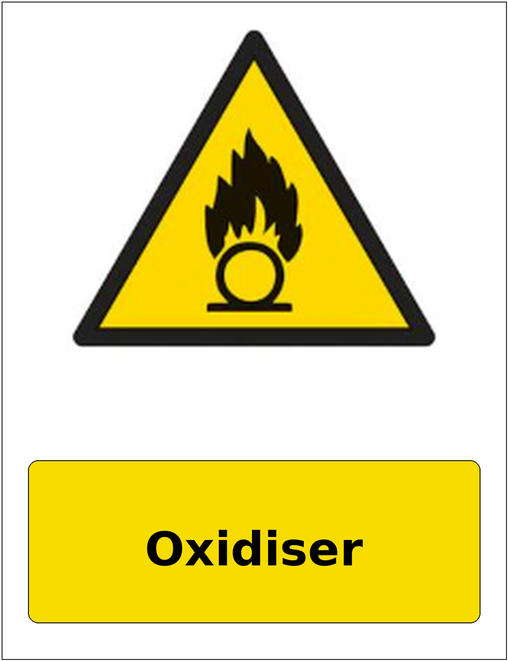 Oxidiser portrait oxidising warning sticker