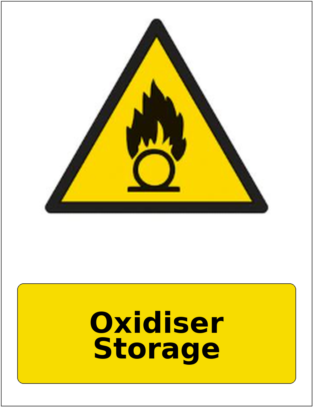 Oxidiser Storage portrait oxidising warning sticker