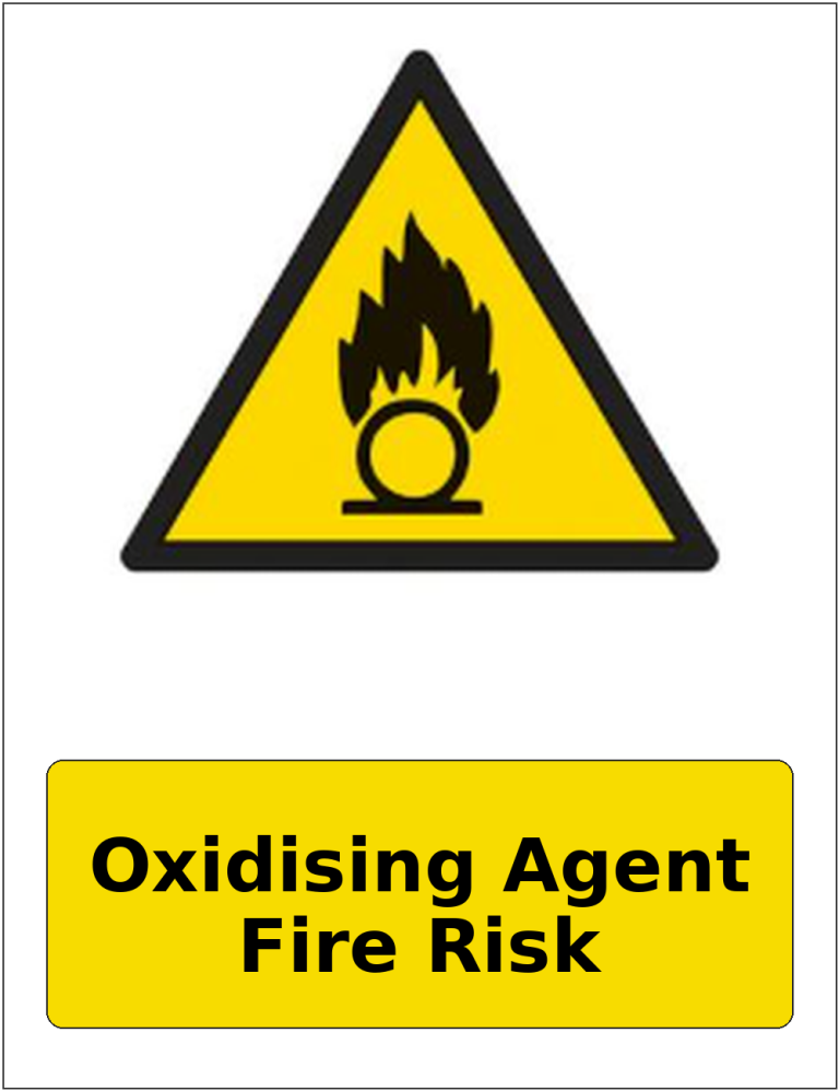 Oxidising Agent Fire Risk portrait oxidising warning sticker
