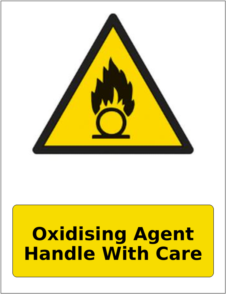 Oxidising Agent Handle With Care portrait oxidising warning sticker