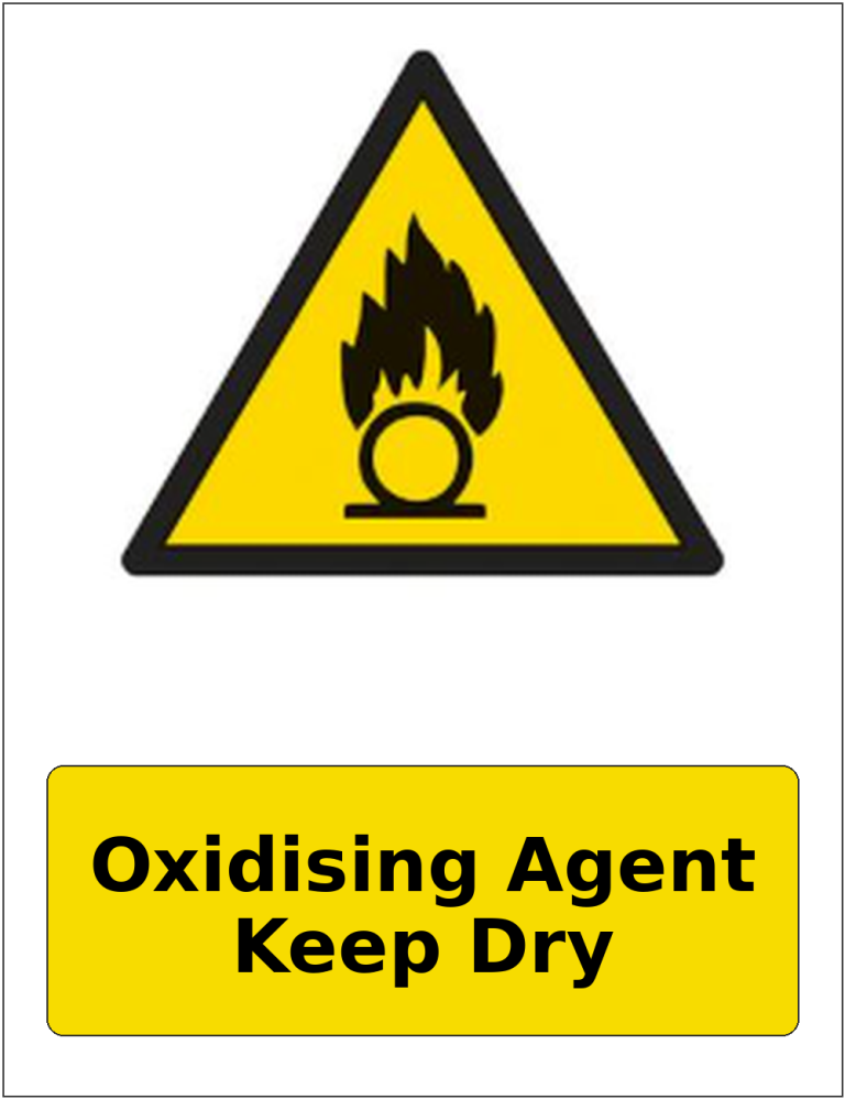 Oxidising Agent Keep Dry portrait oxidising warning sticker