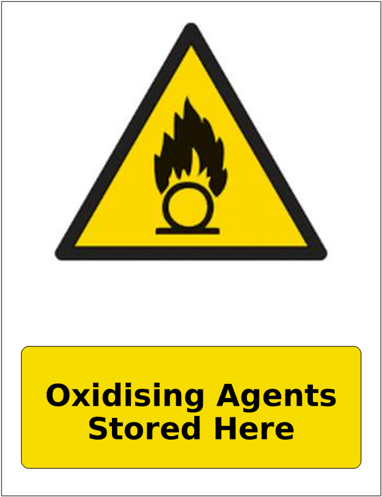 Oxidising Agents Stored Here portrait oxidising warning sticker