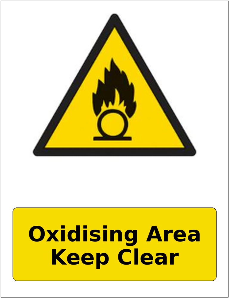 Oxidising Area Keep Clear portrait oxidising warning sticker