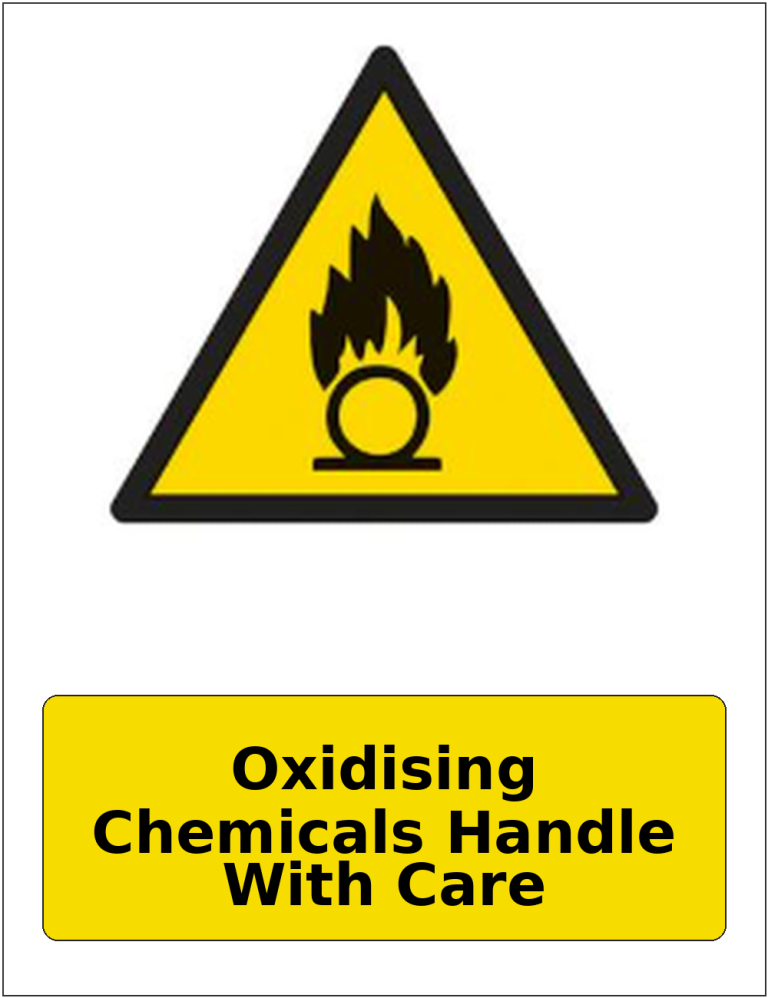 Oxidising Chemicals Handle With Care portrait oxidising warning sticker