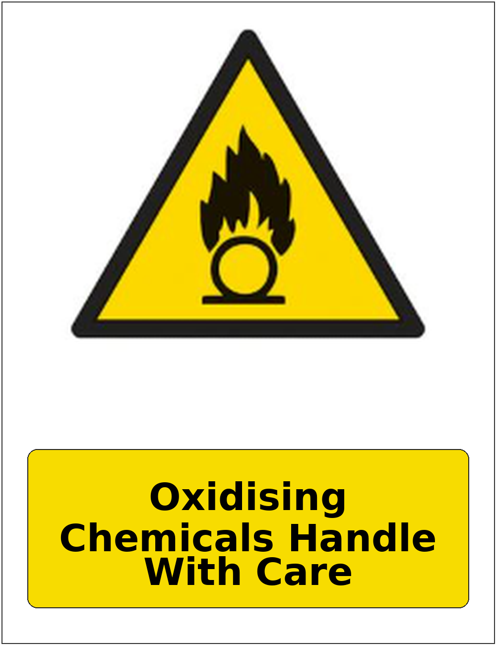 Oxidising Chemicals Handle With Care portrait oxidising warning sticker