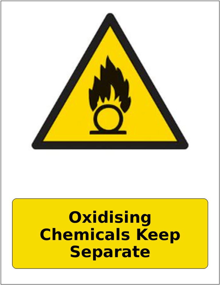 Oxidising Chemicals Keep Separate portrait oxidising warning sticker