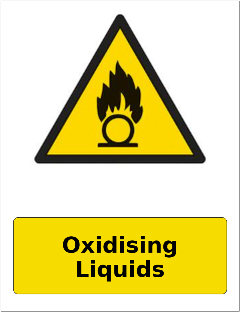 Oxidising Liquids portrait oxidising warning sticker
