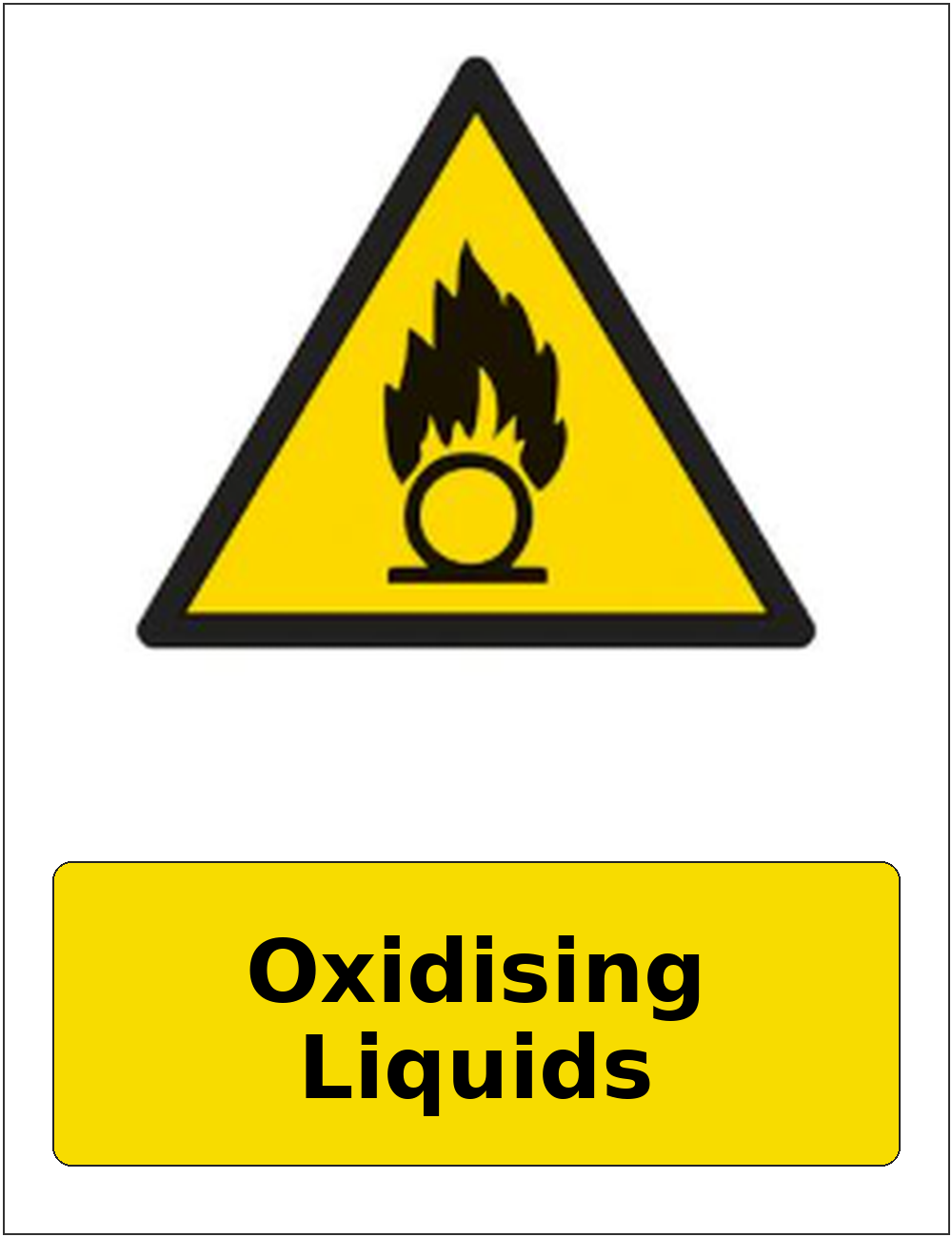 Oxidising Liquids portrait oxidising warning sticker