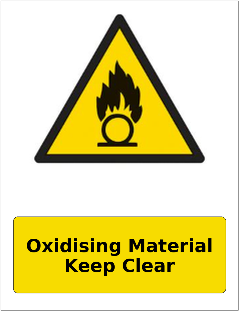 Oxidising Material Keep Clear portrait oxidising warning sticker