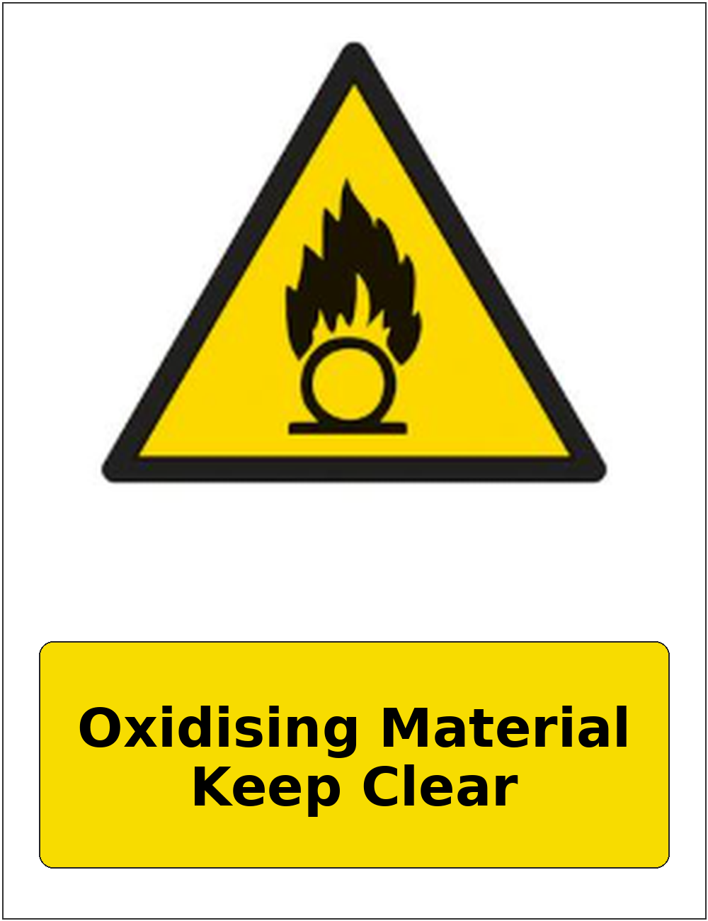 Oxidising Material Keep Clear portrait oxidising warning sticker
