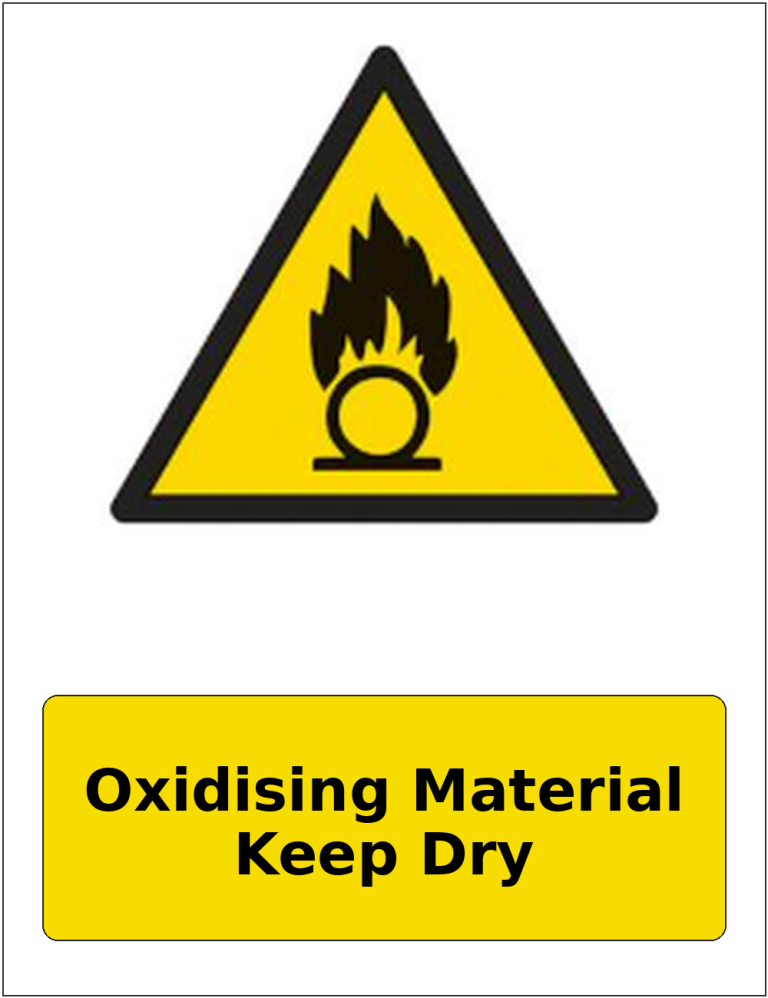 Oxidising Material Keep Dry portrait oxidising warning sticker