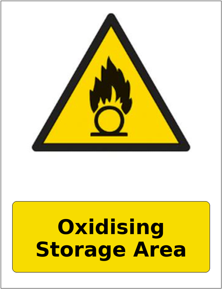 Oxidising Storage Area portrait oxidising warning sticker