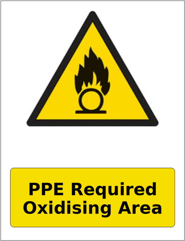 PPE Required Oxidising Area portrait oxidising warning sticker