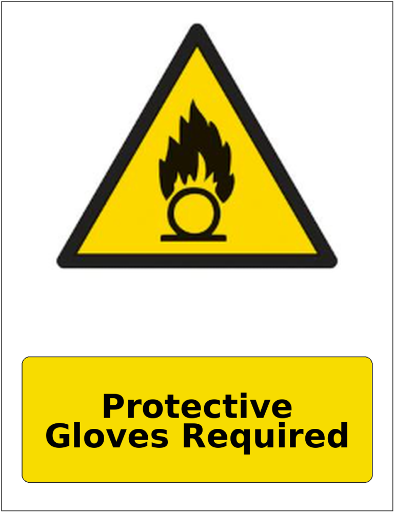 Protective Gloves Required portrait oxidising warning sticker