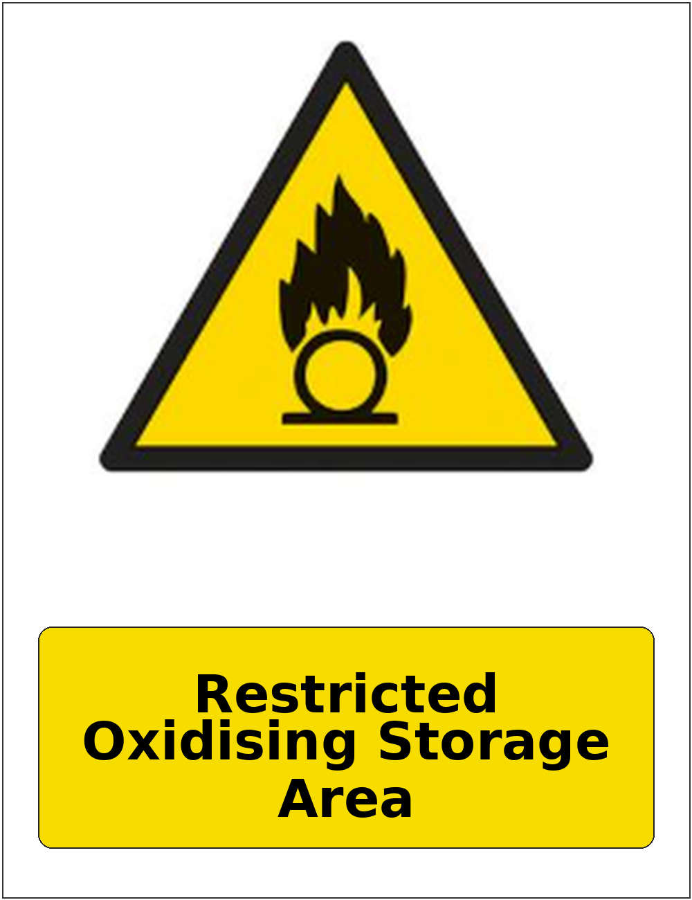 Restricted Oxidising Storage Area portrait oxidising warning sticker