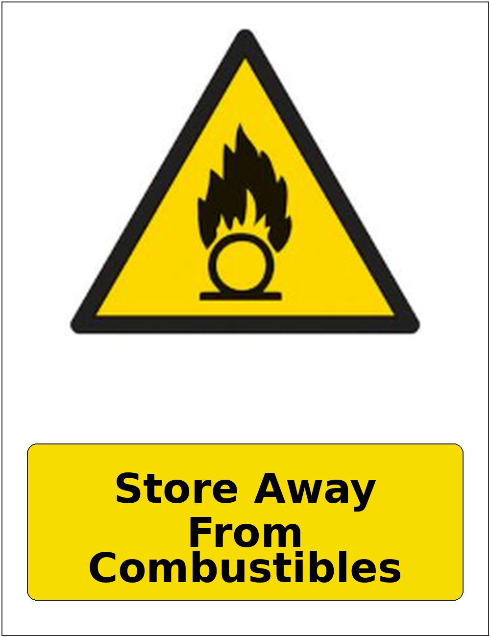 Store Away From Combustibles portrait oxidising warning sticker