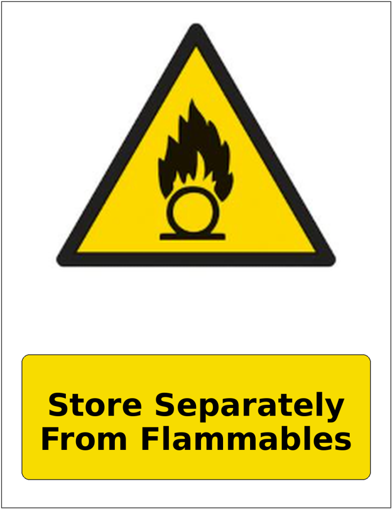 Store Separately From Flammables portrait oxidising warning sticker