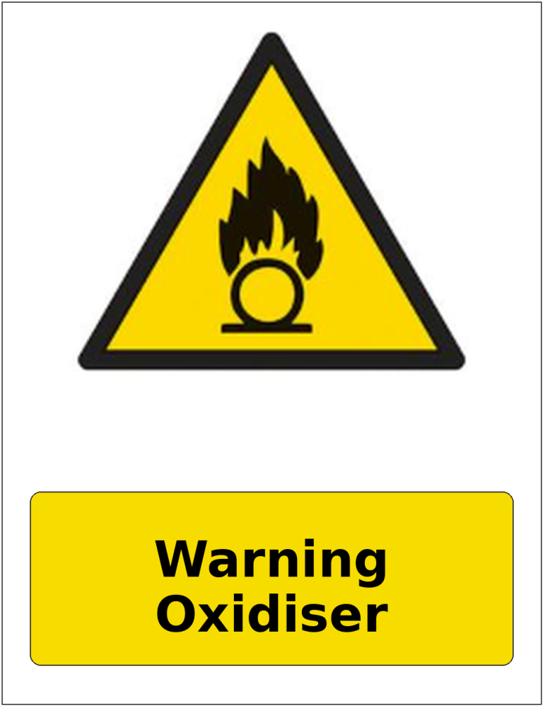 Warning Oxidiser portrait oxidising warning sticker