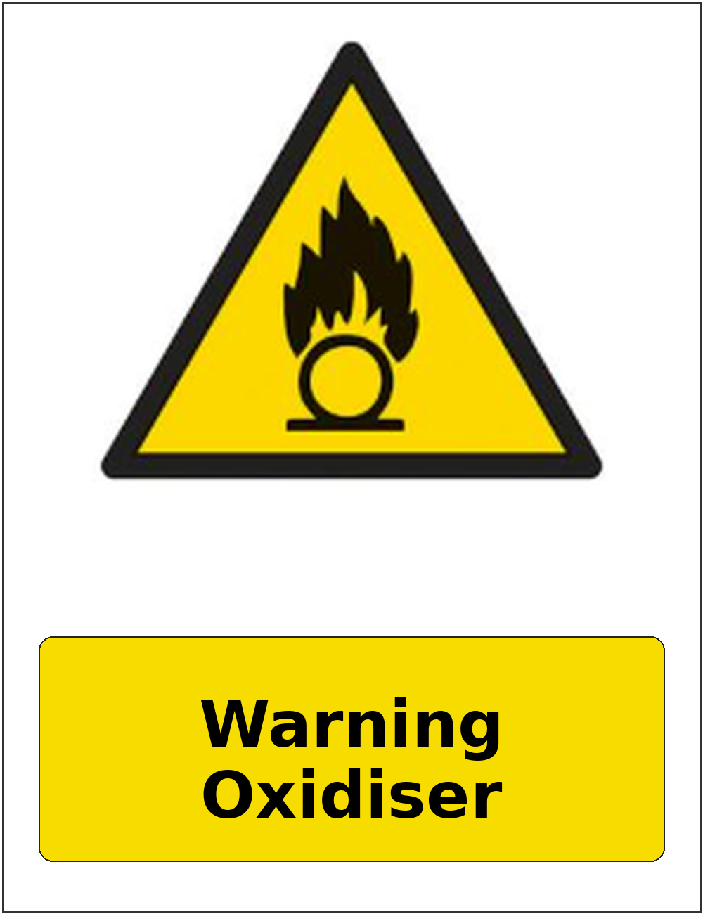 Warning Oxidiser portrait oxidising warning sticker