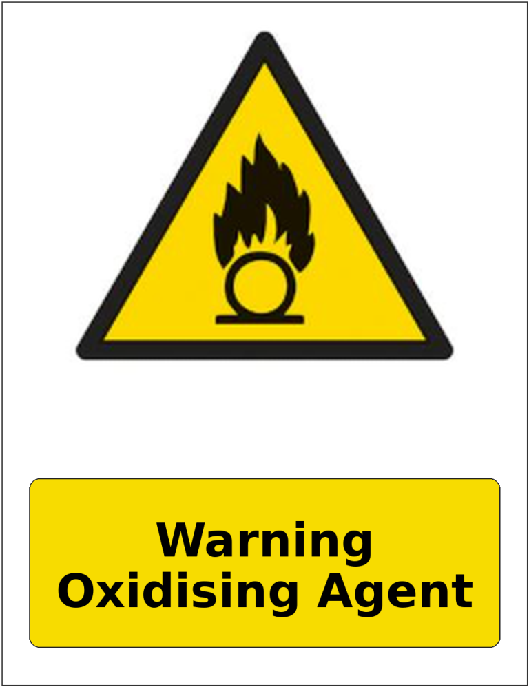 Warning Oxidising Agent portrait oxidising warning sticker