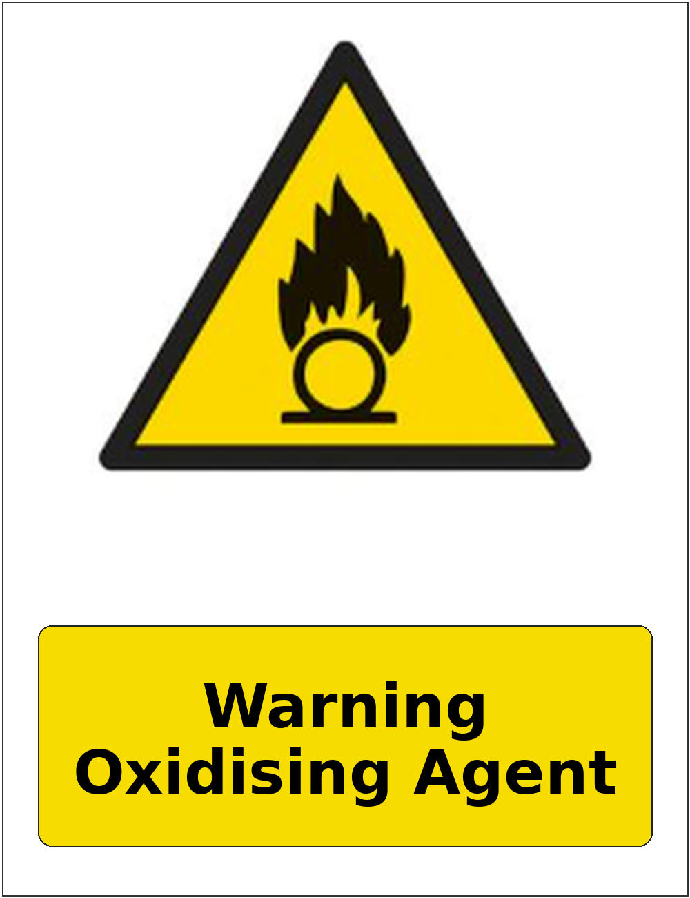 Warning Oxidising Agent portrait oxidising warning sticker