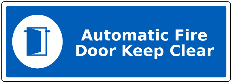 Automatic Fire Door Keep Clear landscape fire safety sticker
