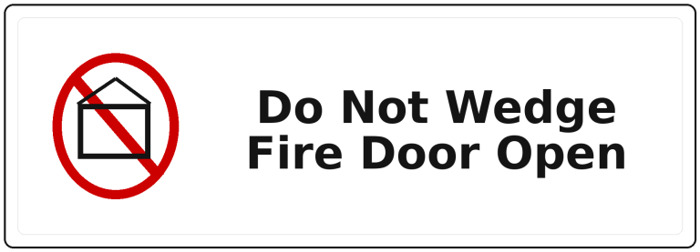 Do Not Wedge Fire Door Open landscape fire safety sticker