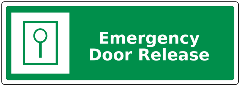Emergency Door Release landscape fire safety sticker