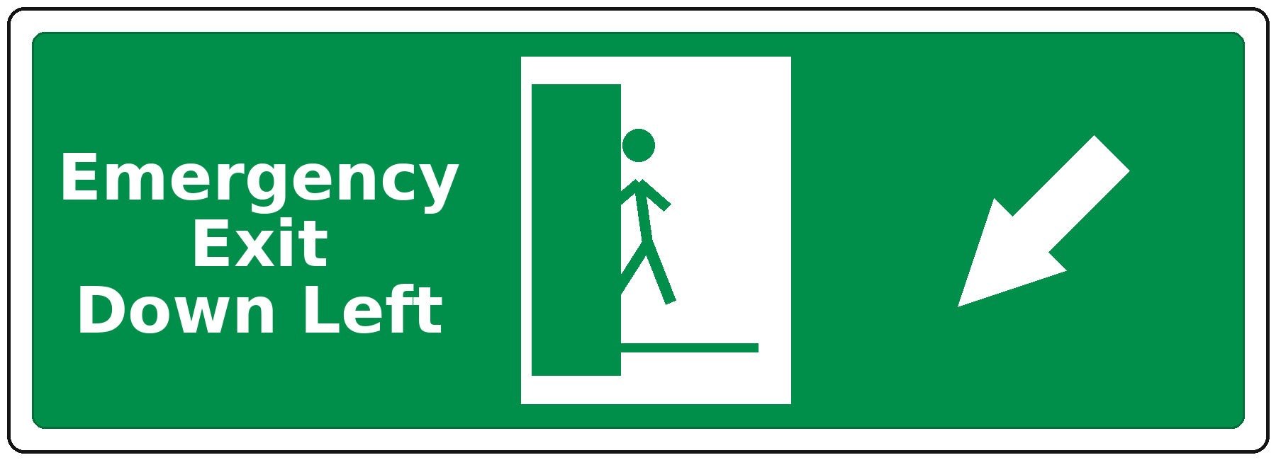 Emergency Exit Down Left landscape fire safety sticker