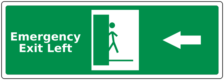 Emergency Exit Left landscape fire safety sticker