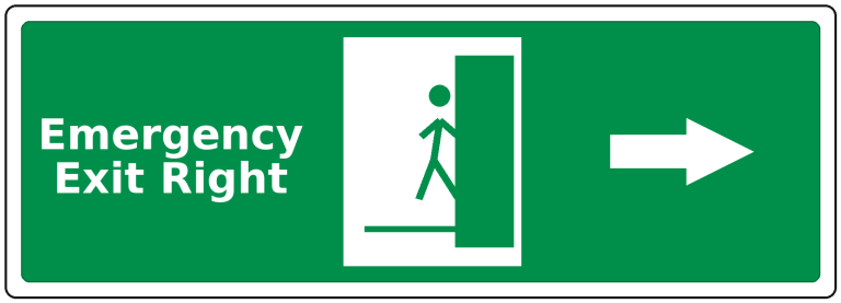 Emergency Exit Right landscape fire safety sticker