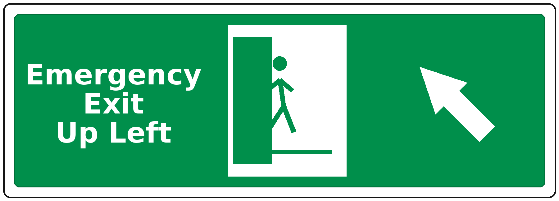Emergency Exit Up Left landscape fire safety sticker